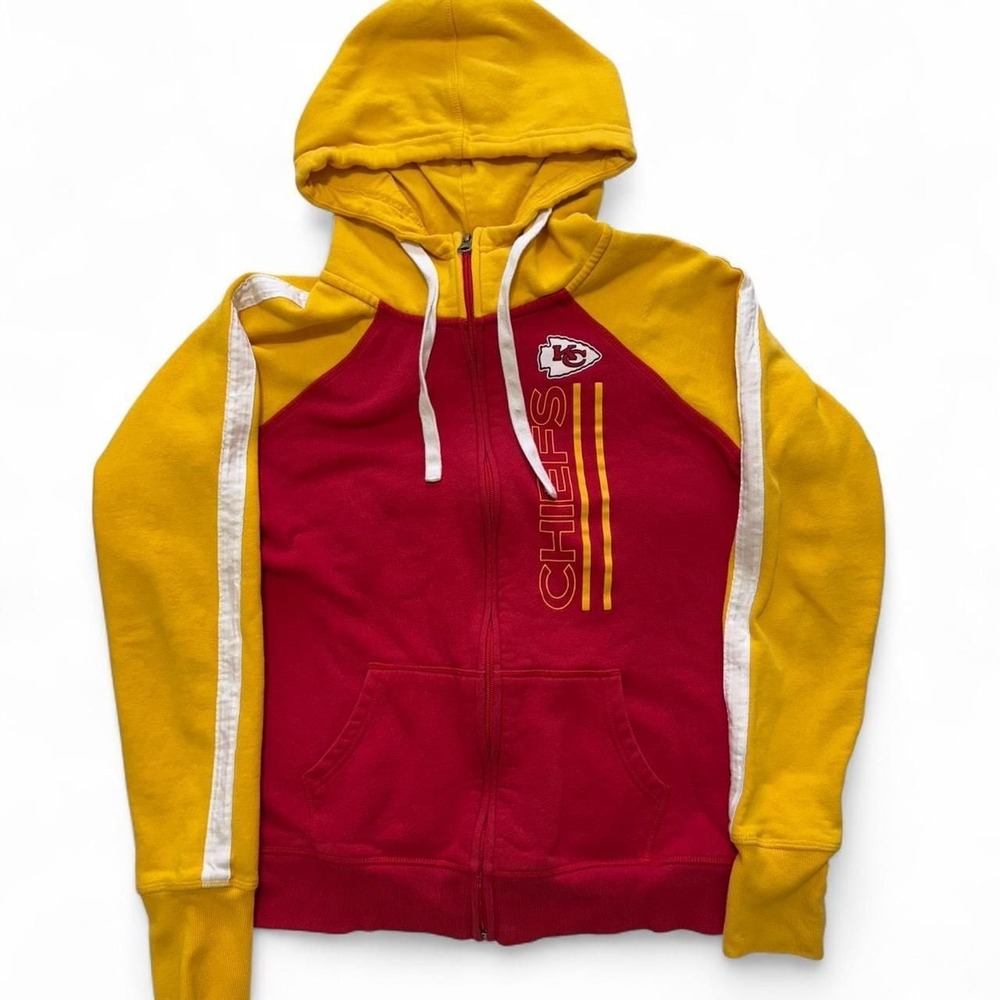 NFL Kansas City Chiefs Red and Yellow Zip-Up Hoodie, Size‎ Medium